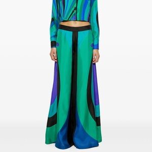 Emilio Pucci Silk Twill Wide-Leg Pants